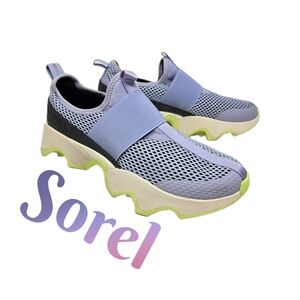 Sorel Womens Kinetic Sneakers Sz 10 Purple Mesh Black Leather Cushion Sole